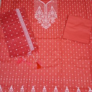 New Exclusive Block Ari Cotton Three Piece Red Colour